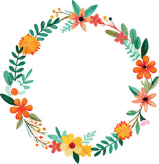 Colorful Floral Wreath with Delicate Blooms