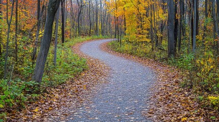 Obraz premium Serene Autumn Pathway Through Vibrant Forest