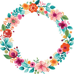 Watercolor Floral Wreath with Delicate Blooms
