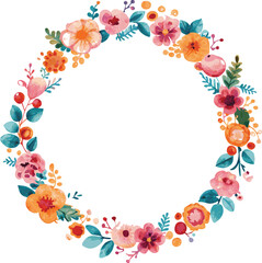Watercolor Floral Wreath with Delicate Blooms