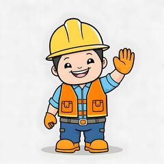 Fototapeta premium Cute Cartoon Construction Worker (Confident) 