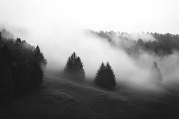 Fototapeta premium Thick White Fog Background in Nature