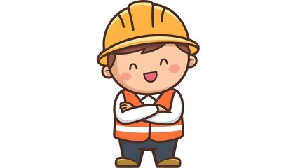 Fototapeta premium Cute Cartoon Construction Worker (Confident) 