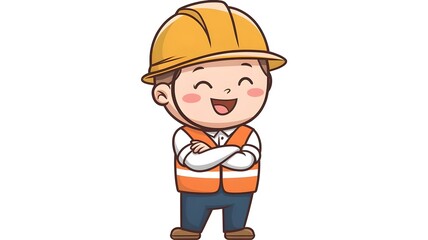 Obraz premium Cute Cartoon Construction Worker (Confident) 