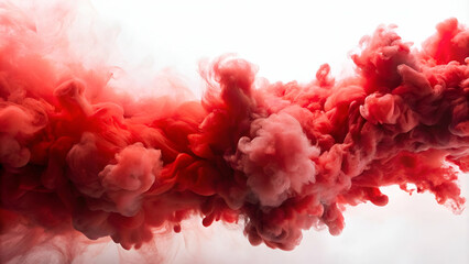 Fototapeta premium A layer of red fog or smoke clouds on the floor white background