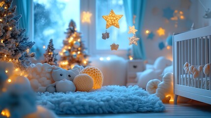 Cozy Christmas Themed Nursery with Soft Decor