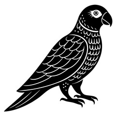 Parrot lino cut art vector illustration 