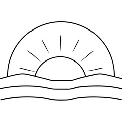  Sunset line art vector illustration