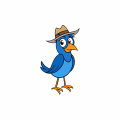 Western bluebird cartoon art vector illustration