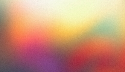 Light red purple orange pink blue green vibrant color flow grainy gradient backdrop design background. Glowing, bright, shine, noise texture effect