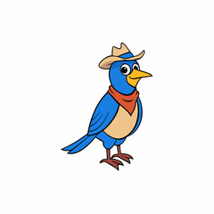Western bluebird cartoon art vector illustration