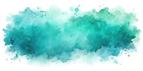 Obraz premium Watercolor background with teal and turquoise splashes