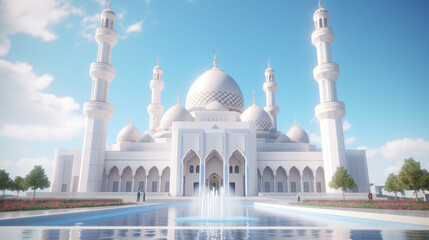 Naklejka premium Mosque largest mosque of UAE located in Abu Dhabi capital city of United Arab Emirates. The 3rd largest mosque Sheikh Zayed Mosque in Middle East United Arab Emirates with ref 