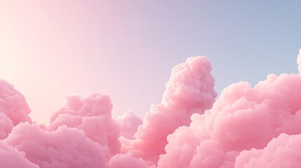 Fototapeta premium 2408 80.A calming social banner featuring a pastel pink cloudy sky. The soft clouds float gently in the air, creating a serene and dreamy backdrop. The light pink tones blend seamlessly with the