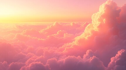 2408 83.A stunning summertime sunset featuring pastel pink clouds and a glowing orange sky. The textured clouds add depth to the scene, with dramatic evening light illuminating the horizon. The