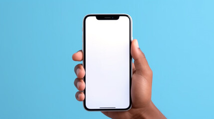 Spring workspace mockup with blank white screen of mobile phone, beige background with flowers and butterfly, flat lay mother's day concept mobile phone, closeup of a modern smartphone with the white 