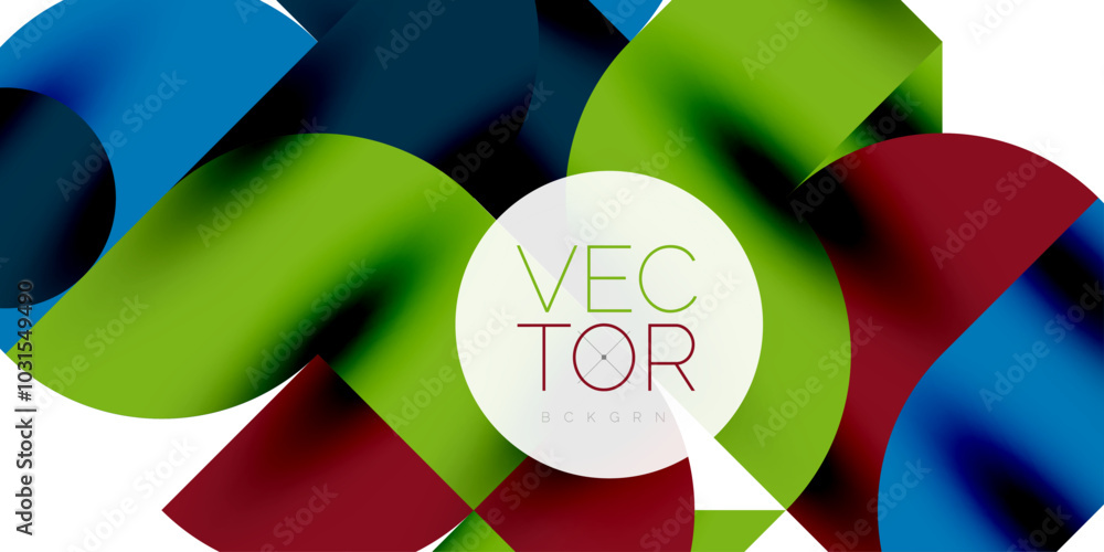 Poster tech minimal circular shapes geometric art. vector modern circles