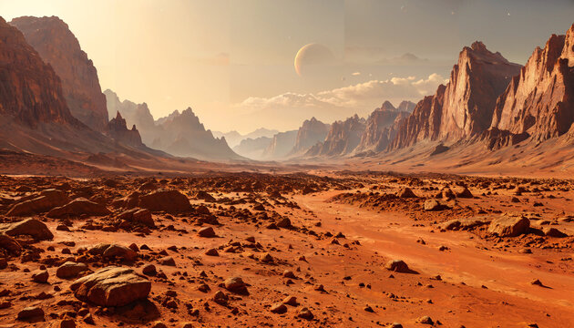 Paysage martien &agrave; l'aube