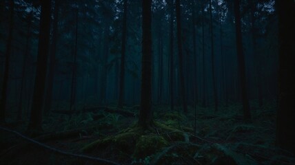 dark forest in the fog
