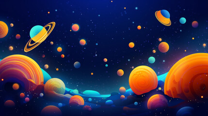 Glowing orbs floating gently in space, AI generated  Vibrant AI Art of Our Solar System With Colorful Planets and Swirling Gas in a Starry Sky

