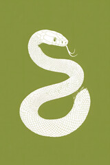 Fototapeta premium 白蛇とミニマルな背景イラスト