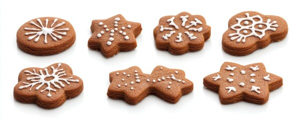 Set watercolor elements with Gingerbread cookies,Cute christmas gingerbread man and girl,New Year,menu,season greeting,xmas,sweet homemade biscuits in the form of different characters,holiday items.