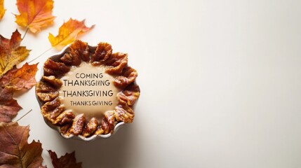 "COMING THANKSGIVING" in bold serif font with a subtle shadow effect, centered on a minimal white background.