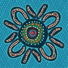 An illustration of Aboriginal art, influenced by the intricate patterns of dot art