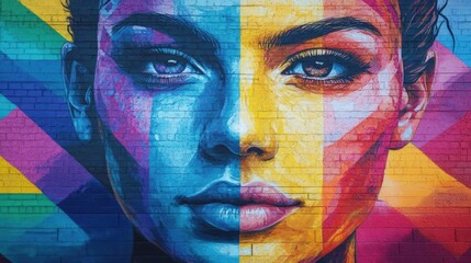 A mural celebrating diverse gender identities, with various pride flags represented