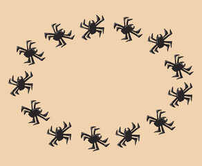spider. ghost. frame. halloween. vector. a scary frame for a holiday. a terrible holiday. vector template for creating a postcard for a holiday. on a colored background.