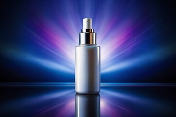 Realistic White Bottle Cosmetics on Gradient Background for Night Photography