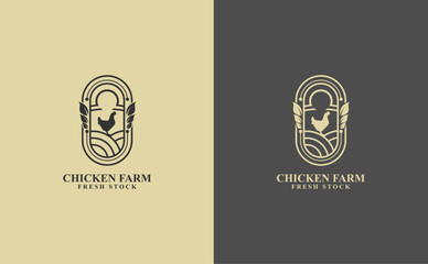 chicken farm vintage classic emblem logo, mascot logo. organic farm logo, poultry