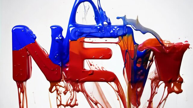Colorful Paint Flow Animation Forming the Word "NEW"