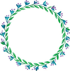 Obraz premium Floral Wreath With Blue and Purple Flowers