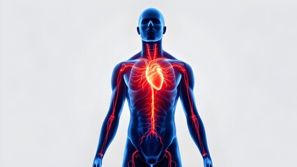 Anatomy of blood running through the blood circulatory system of the human body biology isolated on white background