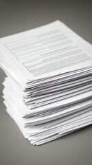 A stack of papers showcasing organized documentation with a clean and professional appearance, ideal for office use.