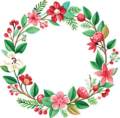 Fototapeta premium Watercolor Floral Wreath Circle Design