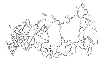 Russia map outline, linear doodle illustration. isolated on white background for website layouts,background,education, precise,customizable,Travel worldwide,map silhouette backdrop,earth geography.