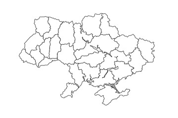 Ukraine map outline, linear doodle illustration. isolated on white background for website layouts,background,education, precise,customizable,Travel worldwide,map silhouette backdrop,earth geography.