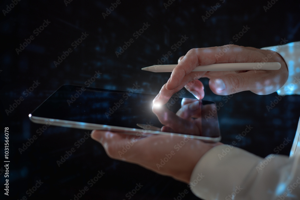 Aufkleber future network concept hand touching the universe, a conceptual shift in digital transformation for 