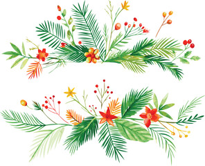 Watercolor Floral Greenery Border Design