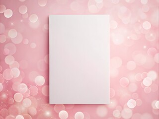 Blank A4 Paper Template on Soft Pink Background with Beautiful Bokeh Effect for Creative Designs, Stationery Mockups, and Digital Artwork Inspiration