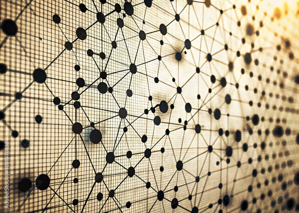 Poster vintage style abstract background with black dots for big data visualization and scientific data flo