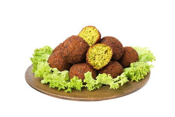 PNG, falafel in a plate, isolated on white background.