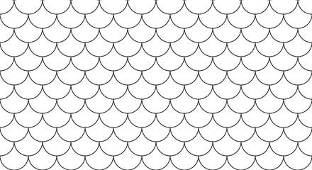 Outline fish scale monochrome pattern. Mermaid seamless background. Reptile skin texture. Cute marine backdrop with gradient. Vector illustration. Retro sea wrapping paper.