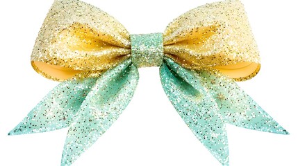 Green and Gold Glitter Bow