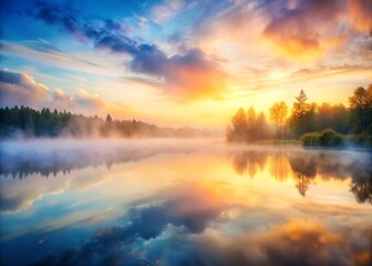 Watercolor Abstract Evening Mist on Canvas - Ethereal Landscape, Soft Hues, Serenity, Tranquil Art, Atmospheric Aesthetics, Fine Art, Calm Environment, Dreamy Background, Artistic Expression