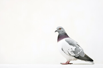 Fototapeta premium A Somali pigeon stands gracefully with subtle gray plumage against a plain background, showcasing its elegant features