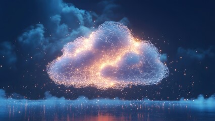 Conceptual diagram of a luminous digital cloud