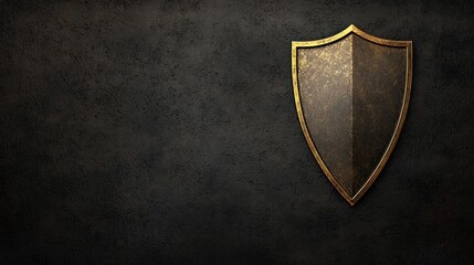 A vintage shield design on a dark textured background, symbolizing protection and strength. Perfect for security and medieval themes.
